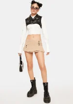 Cropped Leather Vest Womens USA