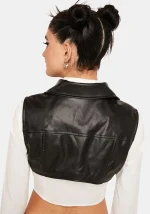 Cropped Leather Vest Womens United States