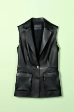 Leather Long Vest Womens