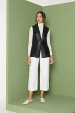 Long Leather Vest Womens