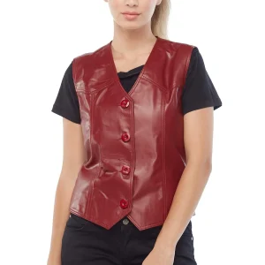 Red Leather Vest Womens