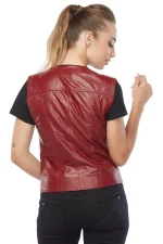 Red Leather Vest Womens US
