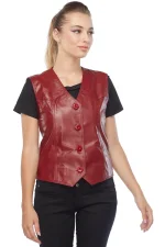 Red Leather Vest Womens USA