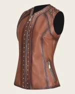 Studded Leather Vest Womens