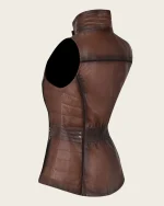 Womens Brown Leather Vest USA