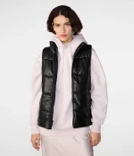 Womens Leather Puffer Vest