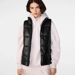 Womens Leather Puffer Vest