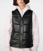 Womens Leather Puffer Vest US
