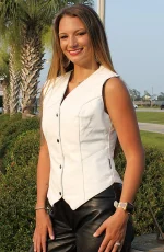 Womens White Leather Vest