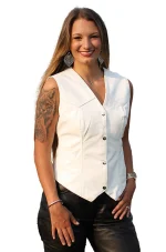 Womens White Leather Vest USA