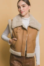camel leather vest womens