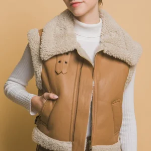 camel leather vest womens