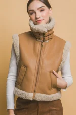camel leather vest womens US