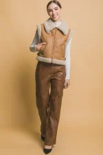camel leather vest womens