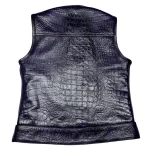 womens black leather biker vest USA