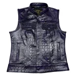 womens black leather motorcycle vest