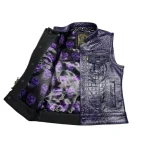 womens black leather motorcycle vest USA