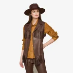 womens western leather vest