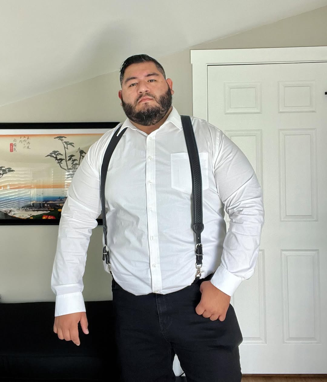 Big and tall leather suspender Big and tall leather suspender