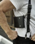 men leather suspenders holster