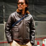 G-1 flight jacket USN edition in seal brown leather – side profile