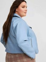 Ice Blue Cropped Moto – Plus Size Edition