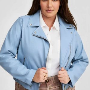 The Ice Blue Cropped Moto – Plus Size Edition