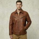 Men’s Brown Cowhide Leather Jacket - Ridgewood - Front